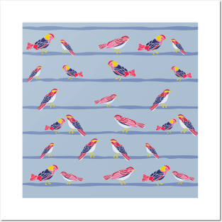 Birds on a wire pattern Posters and Art